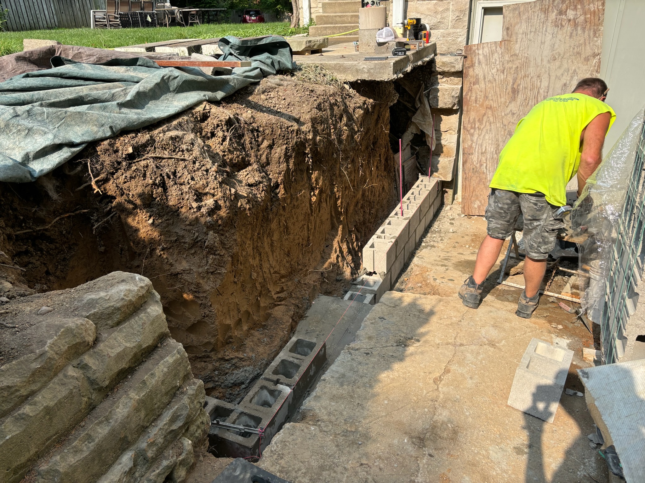 Outdoor Masonry Wall Renovation — before