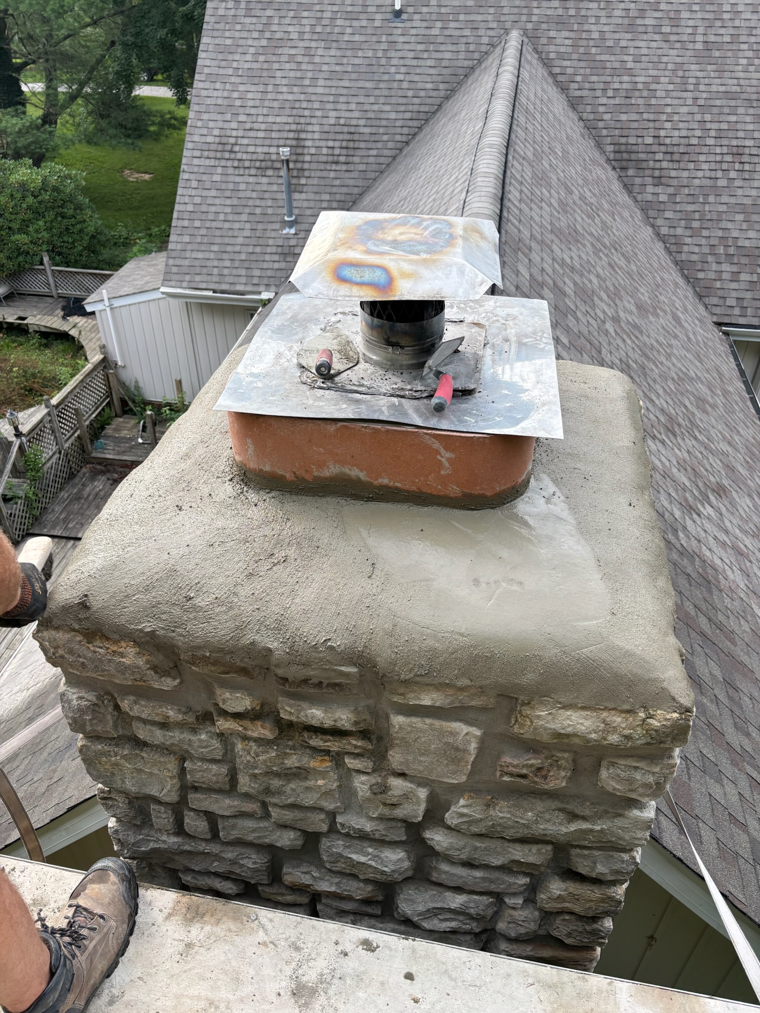 Chimney Crown Crack Repair — after