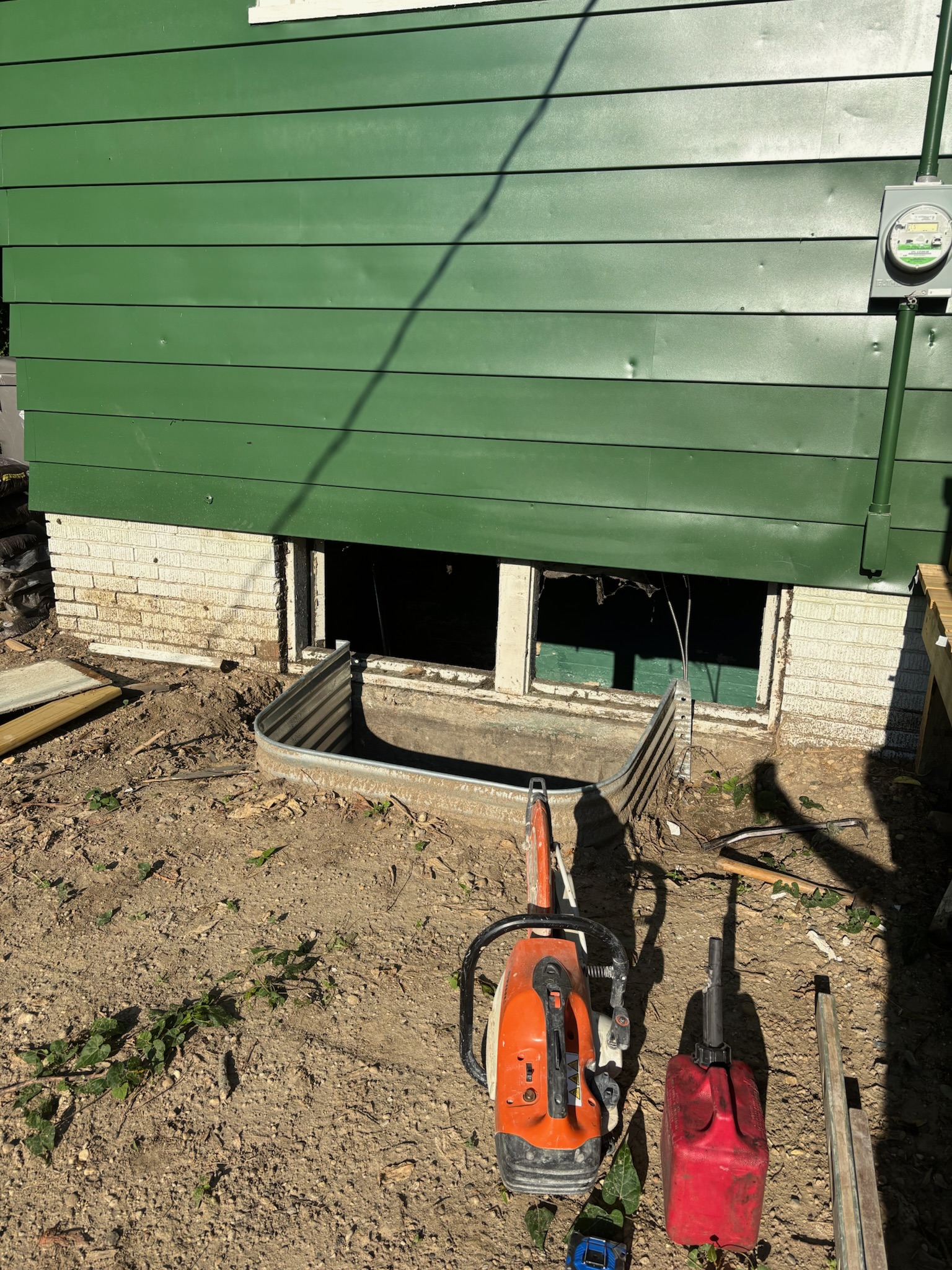 Window‑to‑Fixed‑Glass Conversion & Stone Masonry — before